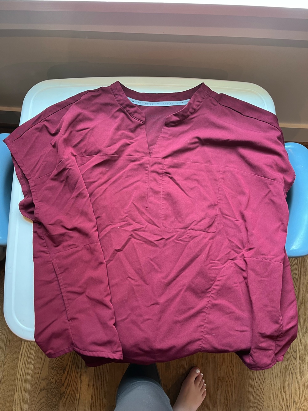 Fabletics Women's Scrub Top and Jogger Pants in Deep Wine